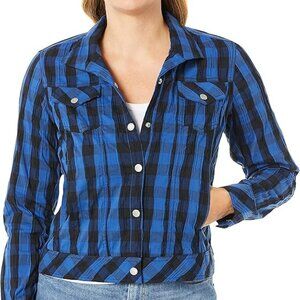Foxcroft | Women's Tina Buffalo Crinkle Check Jacket Blue and Black Size 12P